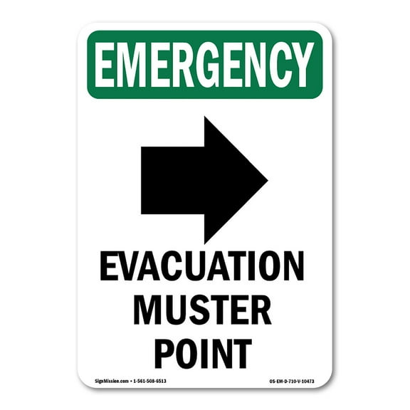 OSHA EMERGENCY Sign - Evacuation Muster With Symbol | Aluminum Sign | Protect Your Business, Construction Site, Warehouse & Shop Area | Made in the USA