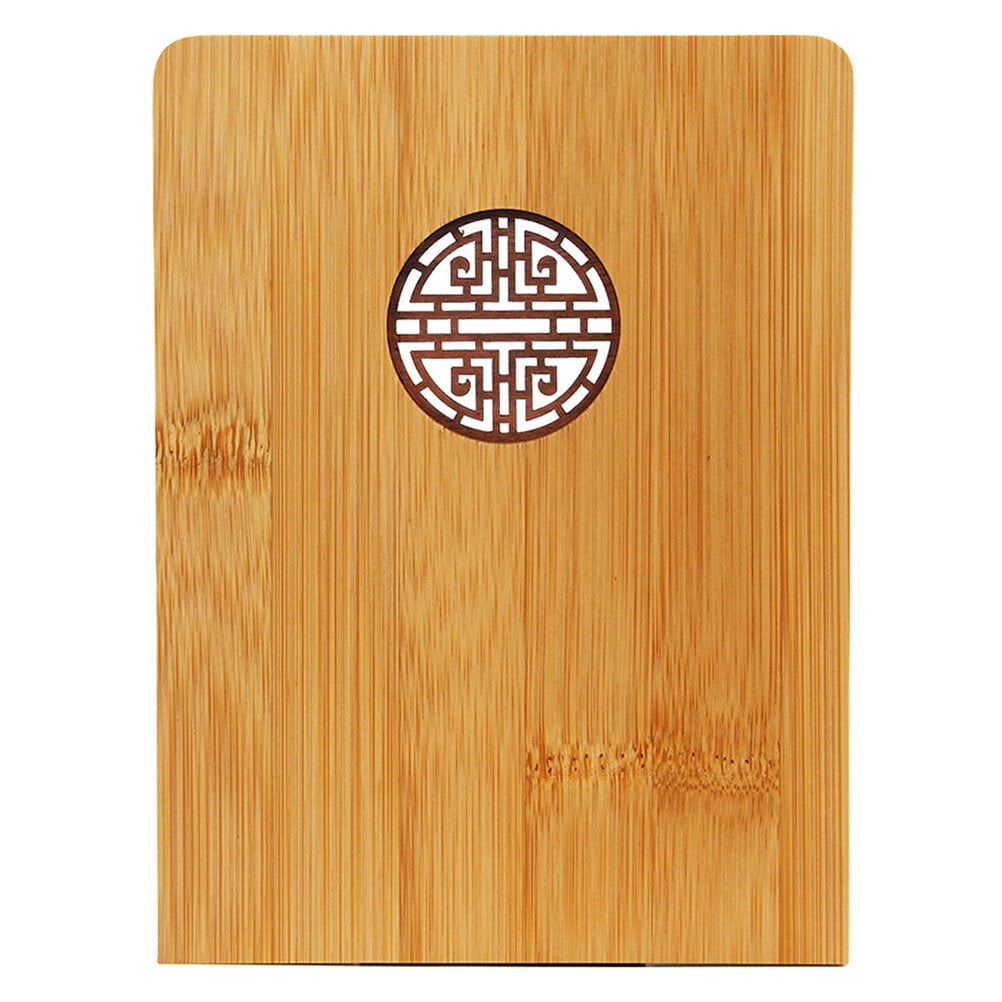 16 x 12cm Classic Vintage Bamboo Bookends Wooden Book Block Hollowout Book Organizer Book Frame