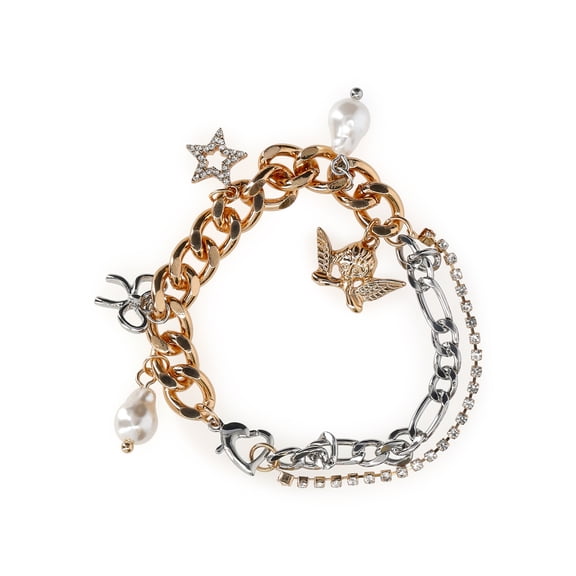 No Boundaries Women's Gold Tone and Silver Tone Charm Bracelet