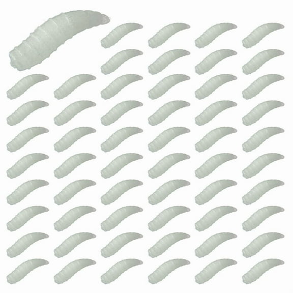 150pcs 1.6cm Bait Fishing Maggot Grub Soft Baits Worms Noctilucent Night Glow