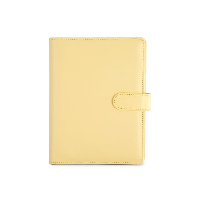 Methold Cuaderno de papel de cuero Oficina Estudiantes Horario Diario Libro de notas Papelería Bloc de notas Hogar Escuela Aula Marcador cartulina Amarillo