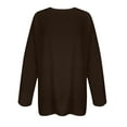 thumbnail image 5 of dazeni Plus Size Tops for Women Casual Loose Long Sleeve Crewneck Tunic Tops Solid Basic T-Shirt Spring Summer Tee Brown X-Large, 5 of 5