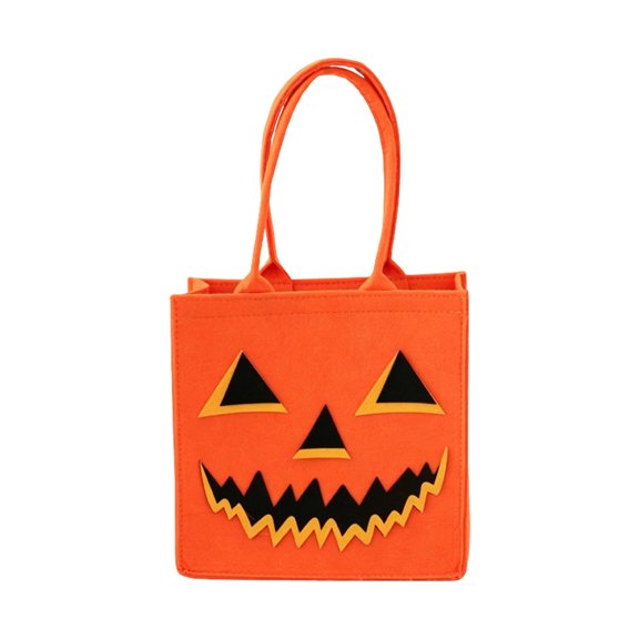 Pumpkin Pattern Halloween Candy Tote Bag Lightweight Handheld Treat Carrier For Kids Adults Party Decor