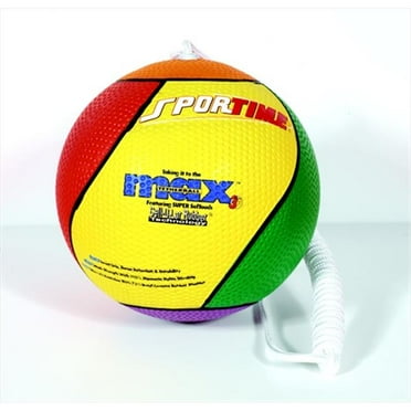SportimeMax Tetherball Sports Ball, Attached Nylon Rope, Multicolor