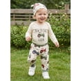 thumbnail image 5 of RUINIXCW Baby Boy Fall Outfits Tractor Print Long Sleeve Romper Pants and Hat 3 Piece Farm Clothes Set, 5 of 8
