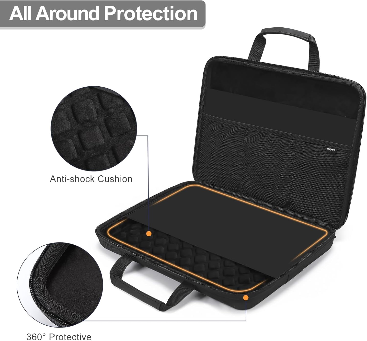 Mosiso Hard Shell Laptop Sleeve for 15-15.6 inch Surface HP Dell Asus Acer Notebook, Compatible with MacBook Pro 16 inch M4 M3 M2 M1 2024-2019, Laptop Case Carrying Bag for Men Women, Black