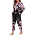 thumbnail image 2 of SCRAWLGOD Cherry Blossom Pajamas Sets for Women Soft Long Sleeve Sleepwear Set of 2 Pjs Crewneck Pj for Women Fall Breathable Ladies Pajama Sets Size M, 2 of 7