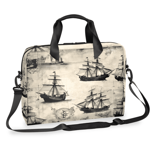 Herdesigns Vintage Pirate Ship Laptop Bag for Women Men, Computer Case Briefcase Messenger Bags, 15-15.6 inch Laptop Sleeve Shoulder Bag