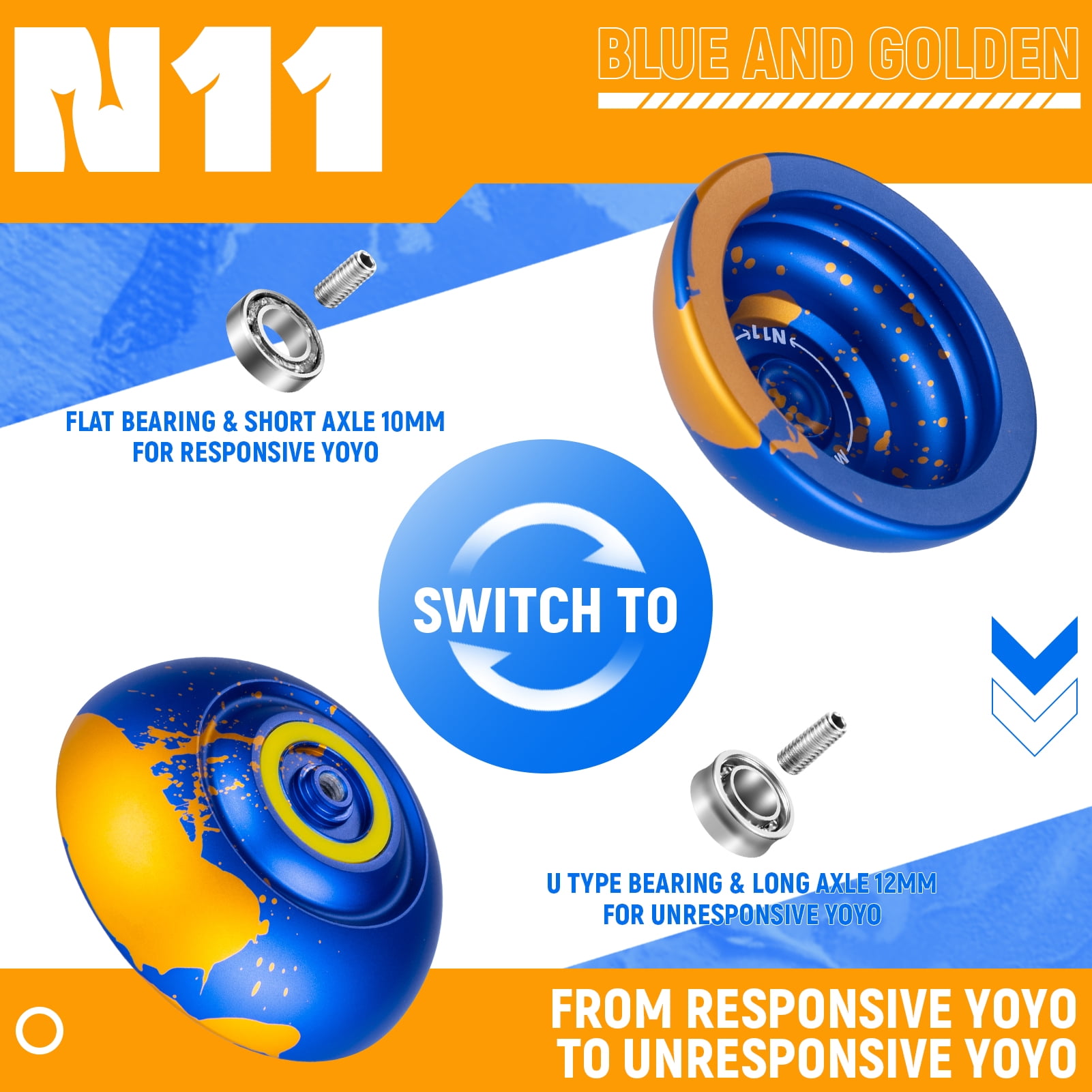 Magicyoyo N11 Metal Yoyo, Adjustable Weight Unresponsive Butterfly