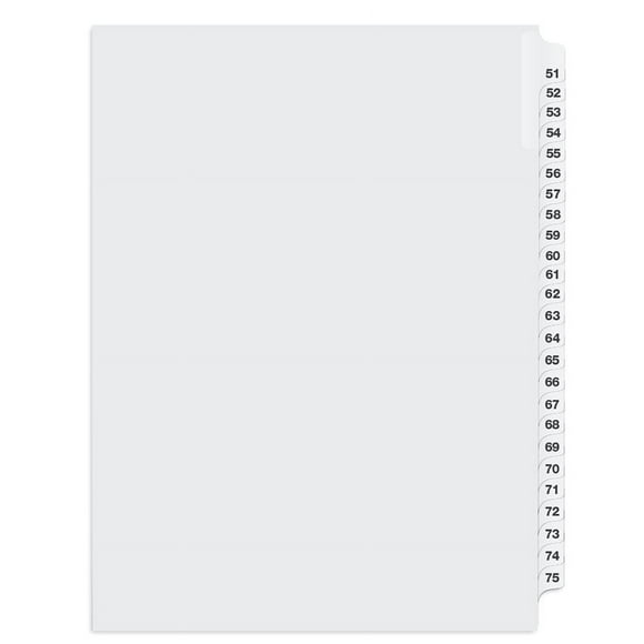 Davis Group W02002 Litigation Index Dividers 51 to 75 White - (1 Pack)