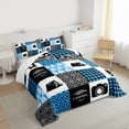 thumbnail image 3 of Homewish Travel Trailer Bedding Comforter Set,Happy Camping Twin Comforter Sets,Patchwork Geometric Plaid Bedding Set For Boys Kids,Luxury Bedroom Decor Reversible,2 Pieces, 3 of 8