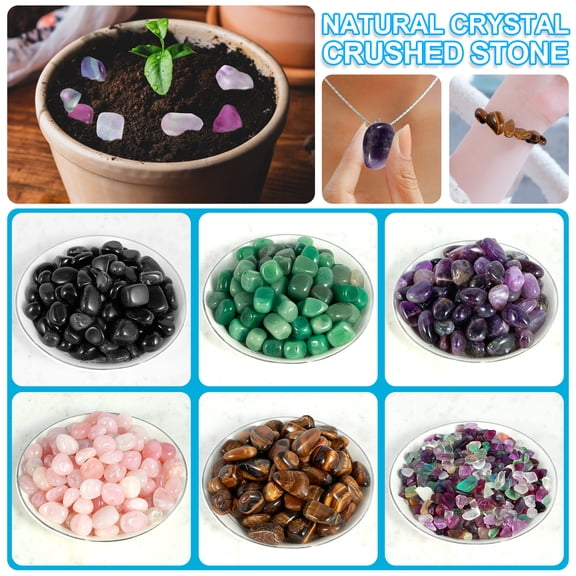 Pcapzz 600G Natural Crushed Crystal Rocks,Irregular Polished Crystal Chips Bulk Vase Filler Decor Stones Obsidian Crystal Pieces for Home Fish Tank Plant Pot Decor
