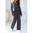 thumbnail image 5 of PRETTYGARDEN Women's 2 Piece Pullover Sweater Set Oversized V Neck Top Wide Leg Pants Fall Winter Fuzzy Lounge Outfit, 5 of 9