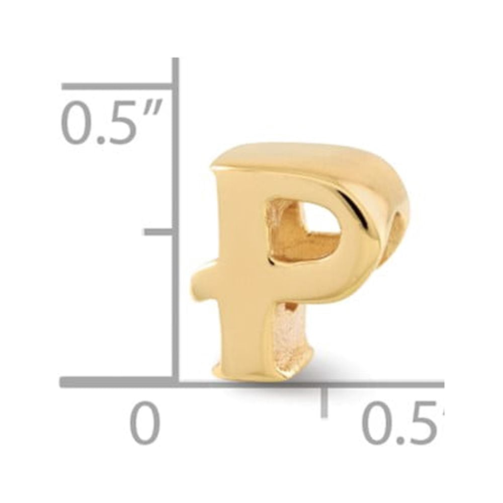 925 Sterling Silver Gold-plated Reflections Letter P Bead; for Adults and Teens; for Women and Men