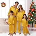 thumbnail image 4 of Silk Pijamas Navidad Familia - Christmas Family Pajamas Long Sleeve Button Down 2 Pcs Loungewear for Couples, 4 of 7