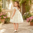 thumbnail image 5 of Lullu Girls Floral Embroidery Tulle Dress Flutter Sleeve Party Princess Dress, Sizes 1-6, 5 of 6