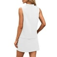 thumbnail image 2 of Women Pajamas Sets 2 Piece Skirt Sets for Women Summer Vacation Outfits Solid Drawstring Elastic Waist Tennis Skirt Mock Neck Tank Tops Matching Set New White L, 2 of 8