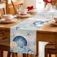 thumbnail image 5 of Navy Blue Shell Coastal Table Runner 70 Inches, Starfish Coral Summer Beach Ocean Bed Runner Dresser Scarves Tabletop for Indoor Outdoor Parties/Ceremony/Banquet, 13" x 70", 5 of 9