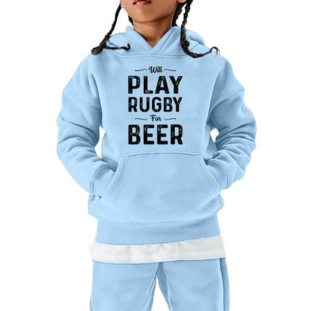 

Kids Hoodies Girls 10-12 American Football Fans Sports Gift Teen Hooded Sweatshirt Vintage Rugby Player Sports Retro Kids Boys Girls Rugby Pullover Blue 160