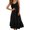 Black, variant on Women's Casual Linen Blend Midi Dress Sleeveless Spaghetti Strap Ruffle Hem Pleated Detail Daily Wear Dress,XXL