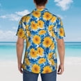 thumbnail image 4 of Pofeuu Blue Ocean Wave Sunflower Print Hawaiian Shirt for Men Sleeves Casual Button Down Summer Beach Dress Shirts T-Shirts,X-Large, 4 of 7