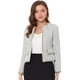 thumbnail image 1 of Disfraz de Halloween Blazer de tweed a cuadros para mujer, manga larga, parte delantera abierta, trabajo, oficina, chaqueta corta Blanco negro L, 1 of 6