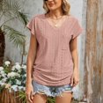 thumbnail image 2 of vigerkar Short Sleeve Summer Tops V Neck Eyelet Embroidery T Shirts Loose Tunic Blouse Dressy Casual Basic Tee Shirt (Pink, L), 2 of 9