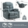 thumbnail image 5 of Power Recliner Chair for Adults, UHOMEPRO Swivel Recliner Chair with Massage and Heat, Manual Nursery Rocker Chair Sofa with USB Port, Modern Living Room Lounge Chair with Side Pockets, Blue, 5 of 10
