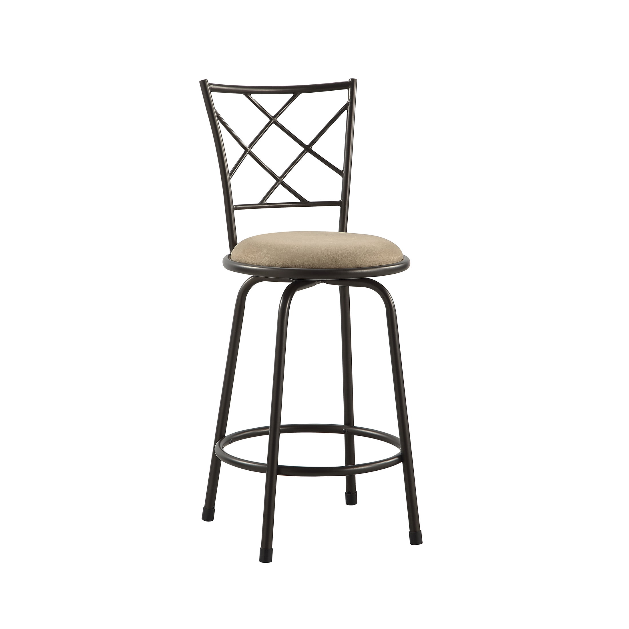 OakvillePark Alto Round Seat Cross Open Back Convertible Swivel Counter/Pub Height Chair, Dark Brown (Set of 3)