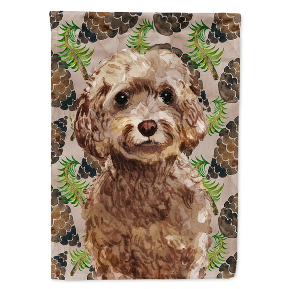 Brown Cockapoo Pine Cones Garden Flag