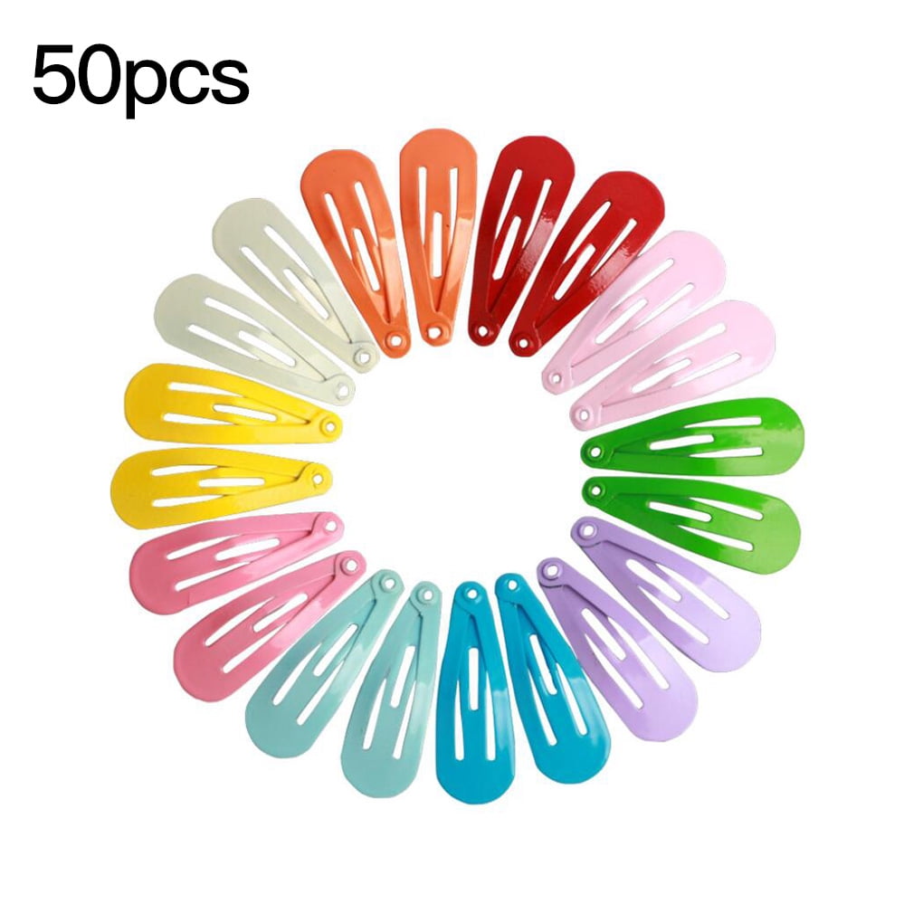 TureClos 50Pcs Metal Girl Hair Clips Candy Color Kids Barrettes Baby