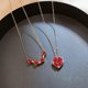 thumbnail image 5 of Lucky Clover Necklace Black Red Rhinestone Neck Chain Ladies Fashion Choker--Red-Model code 30317 Red, 5 of 5