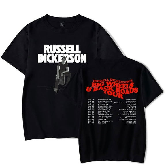 Russell Dickerson T-shirt The Big Wheels&Back Road Tour unisex pure cotton short sleeved hip-hop T-shirt