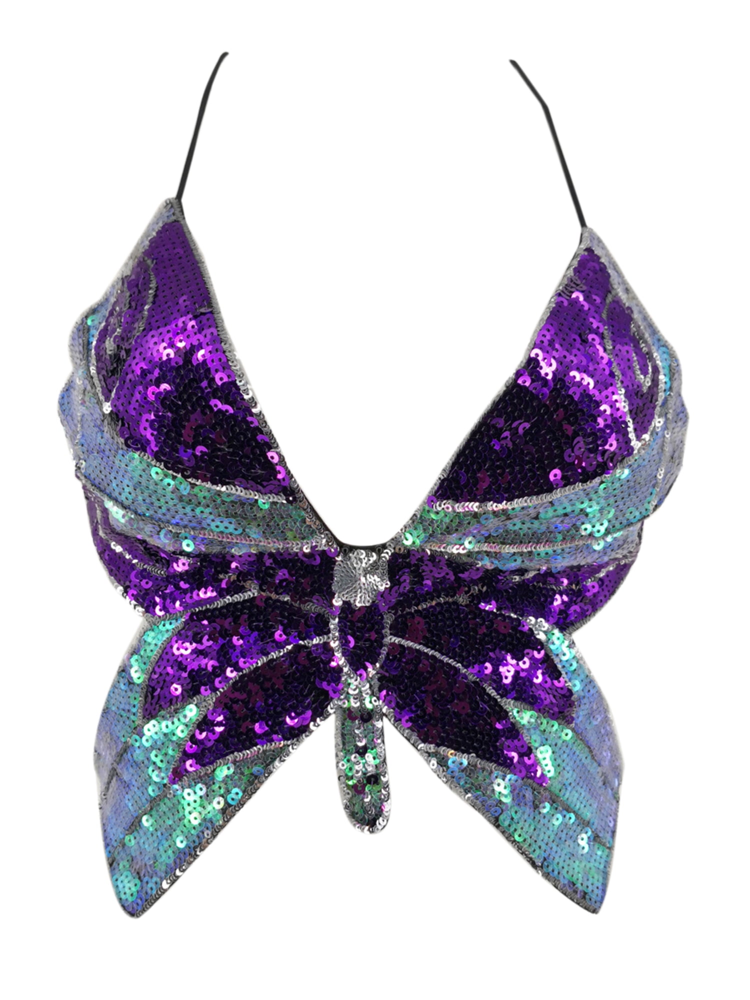 controleren Uitgaan van Verstelbaar Fanvereka Women's Butterfly-shaped Sequin Halter Tops Deep V-neck Sling  Vest for Summer - Walmart.com