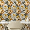 thumbnail image 2 of Ambesonne Vintage Floral Peel & Stick Wallpaper for Home, Peony Botanical Plot, 13"x36", Earth Yellow Dark Sepia, 2 of 5