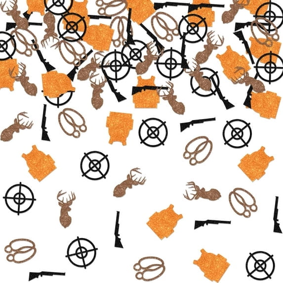 Deer Hunting Theme Confetti Set, Hunting Theme Birthday Party Decorations Target, Deer Printed Glitter Table Confetti for Baby Shower Birthday Party Supplies