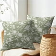 thumbnail image 5 of Vintage Floral Pillow Covers 18x18 Inch Set of 2 Rustic Sage Green and White Outdoor Decorative Throw Pillows Chinoiserie Flower Toile Pillowcases Cushion Covers for Couch Home Decor, 5 of 6