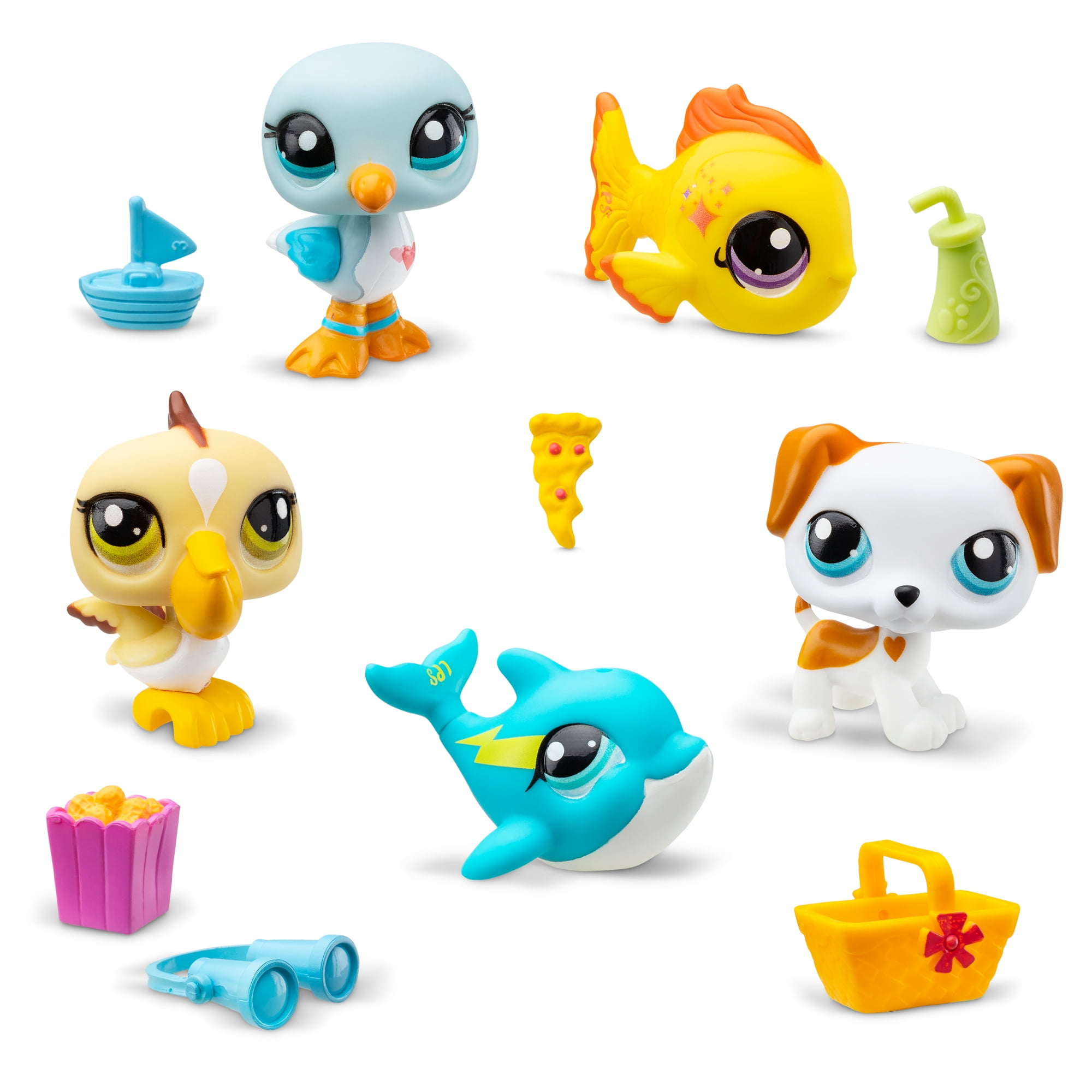 Littlest Pet Shop Collector Set - Beach Besties Theme - Gen 7, Pets #61 to #65,  Girls or Boys, Ages 4+