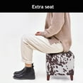 thumbnail image 5 of Adeco Small Foot Stool Ottoman, 16.3" Linen Cube Ottoman Foot Rest with Wood Legs, Upholstered Ottomans Footstool for Living Room, Bedroom, Couch, Cow Print, 5 of 16