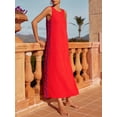 thumbnail image 5 of Yunliwuli Women's Midi Tank Dress Loose Side Ric Rac Split Round Neck Sleeveless Casual Dress for Summer, 5 of 7