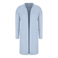 thumbnail image 5 of Womens Long Sleeve Cardigan with Pockets Long Length Open Front Sweater Casual Solid Color Loose Knit Coats (Sky Blue S), 5 of 6