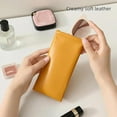 thumbnail image 3 of Leather Organizer - Self Closing Snap Cosmetic Bag, Personalized Purse Pouch for Travel & Accessories, 3 of 7