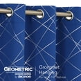 thumbnail image 3 of Cortinas opacas Deconovo con estampado geométrico, con aislamiento térmico, para dormitorio, color azul real/línea geométrica, 42 x 84 pulgadas, 3 of 6