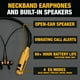 thumbnail image 3 of DEWALT 2-in-1 Neckband Bluetooth Headphones w/Built-in Speakers, Jobsite Wearable Speaker & Around Neck Headphones, Wireless Bluetooth Headset, 60+ Hrs, Hands-Free Music & Calls, Carry Pouch Included, 3 of 5