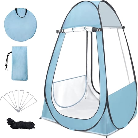 Pop-Up Tent for Outdoor Use — Rainproof & Windproof, Lightweight, Easy Setup, UPF 50+, Portable Folding Design, 39" x 39" x 64", Aqua