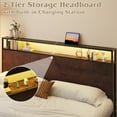 thumbnail image 5 of Fluest King Bed Frame with 2-Tier Storage Headboard, USB Port and LED Light, 4 Storage Drawers, Rustic Brown, 5 of 7