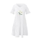 thumbnail image 5 of Puntoco Vestido De Manga Corta Con Cuello En V, Vestido De Verano Informal Estampado De Manga Corta Con Cuello En V Y Bolsillo Para Mujer, Color Blanco L, 5 of 6