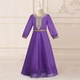 thumbnail image 4 of ZACPNCV Girls Renaissance Dress Kids Medieval Princess Outfit Girls Bundle Waist Long Sleeve Maxi Dress Purple 10-11 Years, 4 of 9