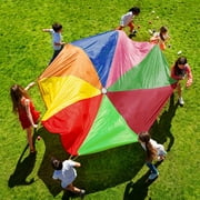 Kids Parachute, 118ft Fun Rainbow Parachute with 8 Handles for 8 Children, Cooperative Games for Outdoor & Indoor Play, Gift for Boys & Girls