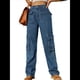 thumbnail image 2 of Pantalones Cargo de Cintura Alta para Mujer, Pantalones Casuales de Pierna con 6 Bolsillos. Azul L, 2 of 7